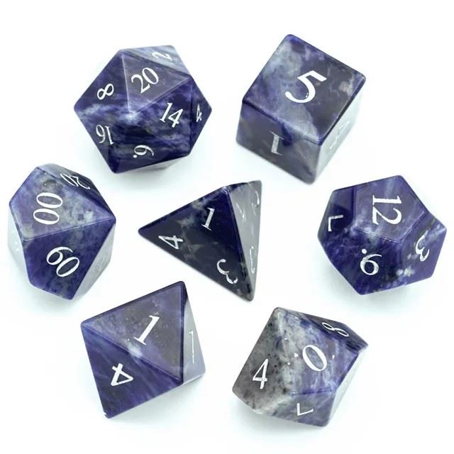 Blue Sodalite Gemstone - 7pcs RPG Dice Set