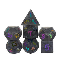 Thumbnail for 7pcs Dice Gem Glass Frosted Rainbow Font Cracked Grey