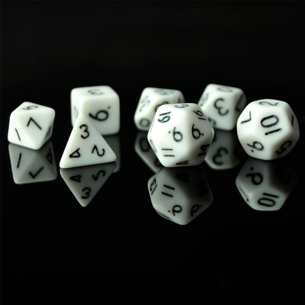 Solid White Acrylic - 7pcs RPG Mini Dice Set