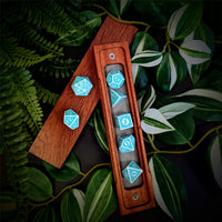 Thumbnail for Cyan Lattice on White Acrylic - 7pcs RPG Full Dice Set
