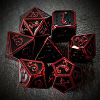 Thumbnail for Black Metal with Red Dragon Font - 7pcs RPG Dice Set