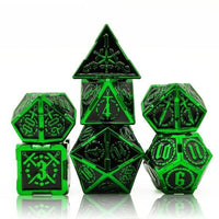 Thumbnail for 7pcs Dice Metal Sword Circle Green Font Black
