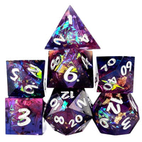 Thumbnail for Candy in Pink & Black Sharp Resin - 7pcs RPG Dice Set