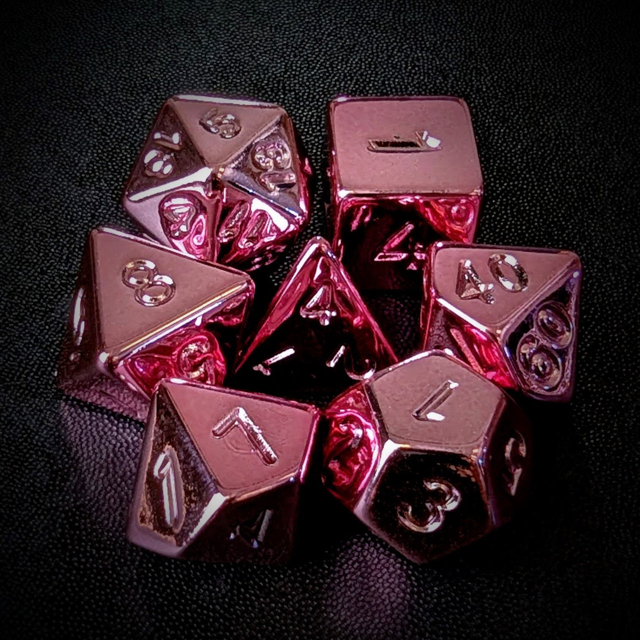 Pink Metallic Acrylic - 7pcs RPG Dice Set