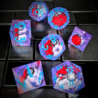 Thumbnail for 7pcs Dice Sharp Filled Poke Ball Blue Font Clear