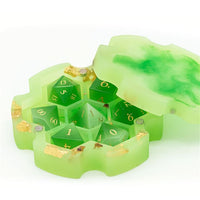 Thumbnail for Frosted Gold & Green Resin with 7 Slots - Dice Storage