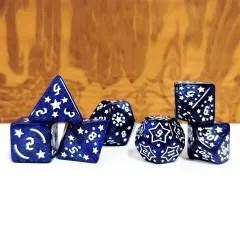 7pcs Dice Acrylic Pattern Stars Gold Font Blue