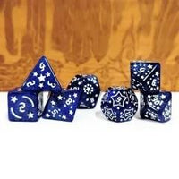 Thumbnail for 7pcs Dice Acrylic Pattern Stars Gold Font Blue