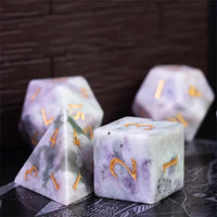Thumbnail for 7pcs Dice Gem Stone Jade Gold Font Green White