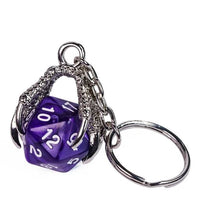 Thumbnail for Silver & Purple Acrylic in Metal Claw - D20 Keyring