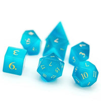 Thumbnail for Sky Blue Cat Eye Gemstone - 7pcs RPG Dice Set