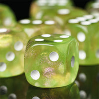 Thumbnail for 16mm Yellow & Green Acrylic with Glitter - 6pcs D6 RPG Dice Set