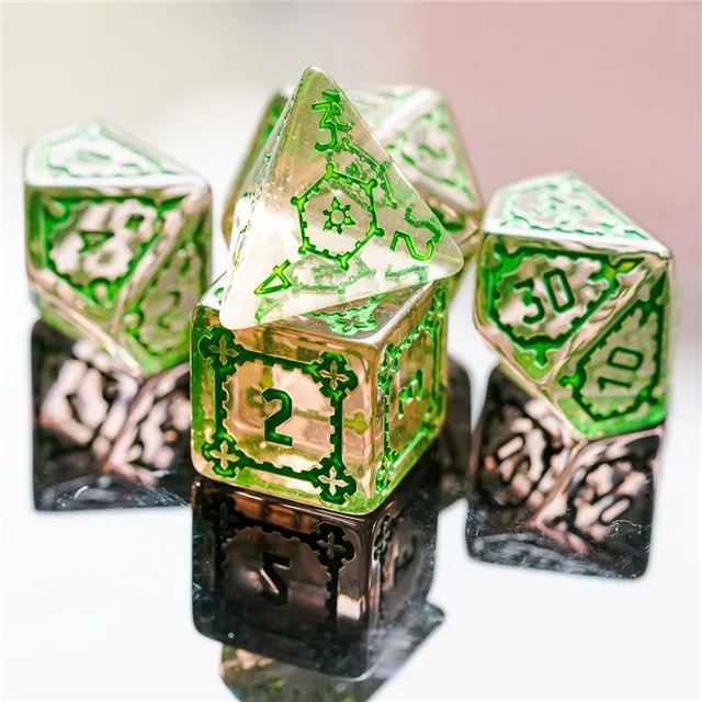 Castle on Yellow Resin - 7pcs RPG Oversized Dice Set