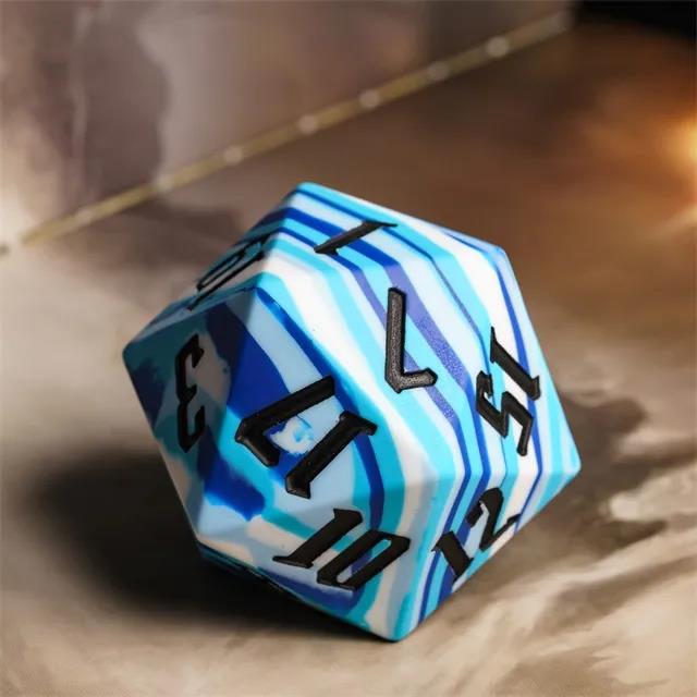 Cyan & White Layered Silicone - D20 RPG Dice