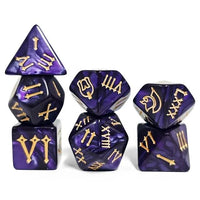 Thumbnail for 7pcs Dice Acrylic Silk Roman Numeral Gold Font Purple