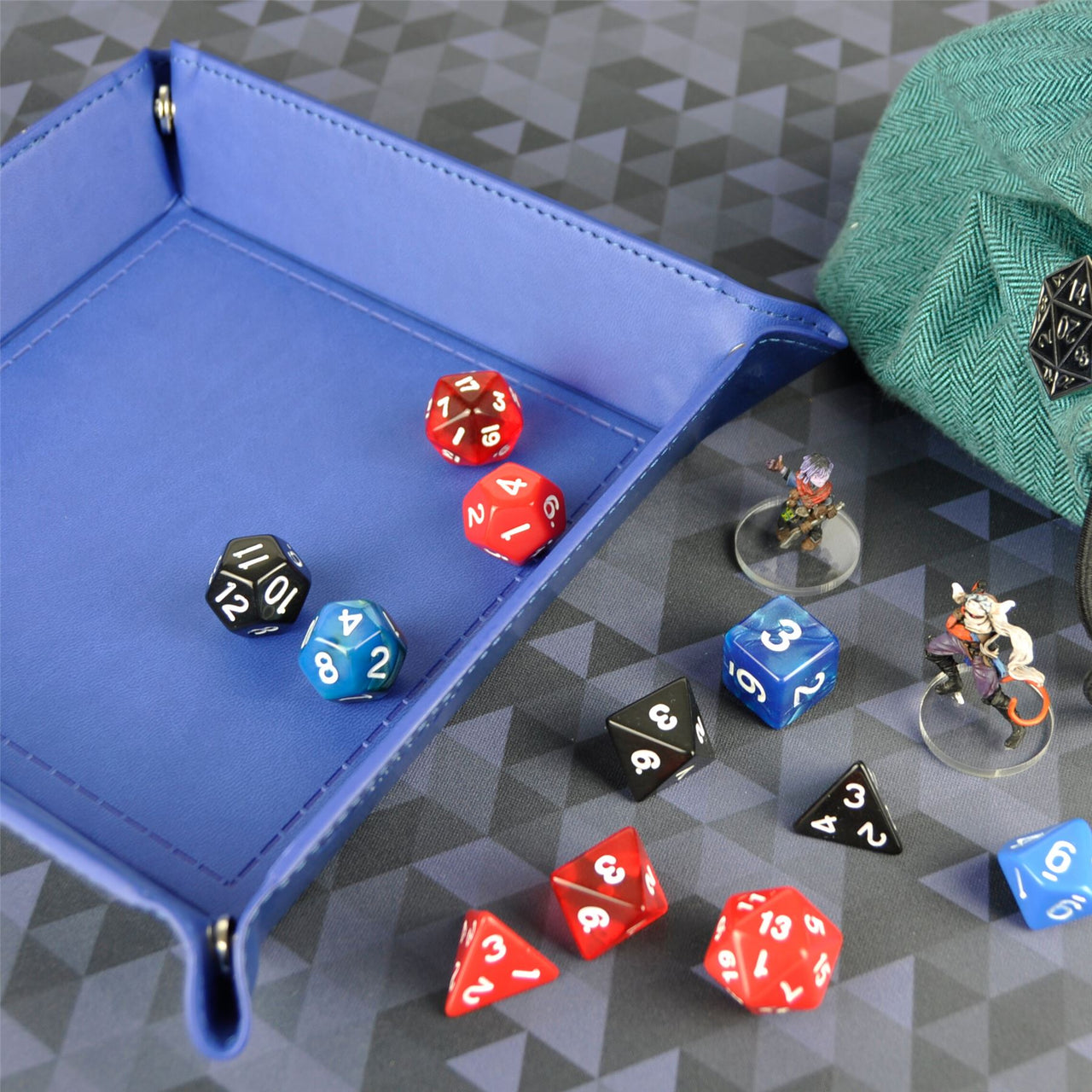 Royal Blue & Blue PU Leather - Square Hard Dice Tray