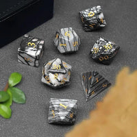 Thumbnail for White and Black Marble Gemstone - 7pcs RPG Dice Set