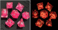 Thumbnail for 7pcs Dice Sharp Filled Liquid Glow White Font Pink