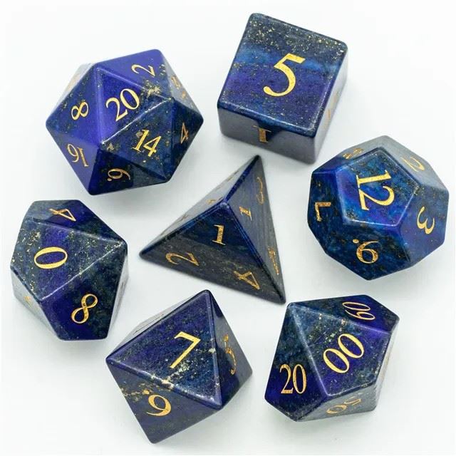 Blue Lapis Lazuli Gemstone - 7pcs RPG Dice Set