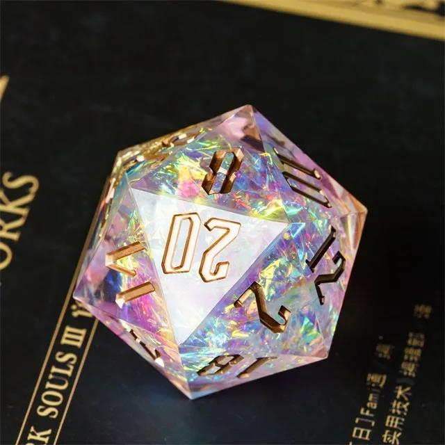 Candy in Pink & Clear with Foil & Swirl Sharp Resin - D20 RPG Dice