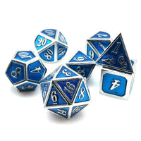 Thumbnail for Blue Enamel in Silver Metal - 7pcs RPG Dice Set