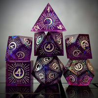 Thumbnail for Moon on Purple with White Swirl Sharp Resin - 7pcs RPG Dice Set