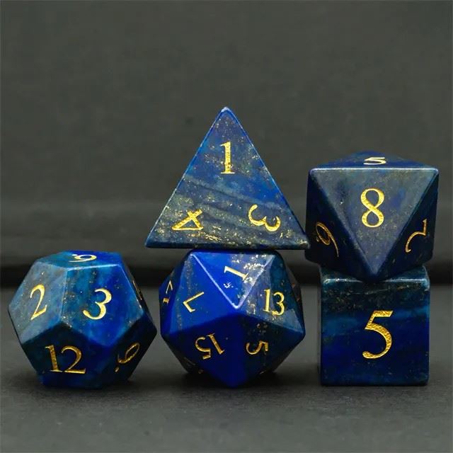 Blue Lapis Lazuli Gemstone - 7pcs RPG Dice Set