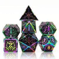 Thumbnail for 7pcs Dice Metal Sword Circle Rainbow Font Black