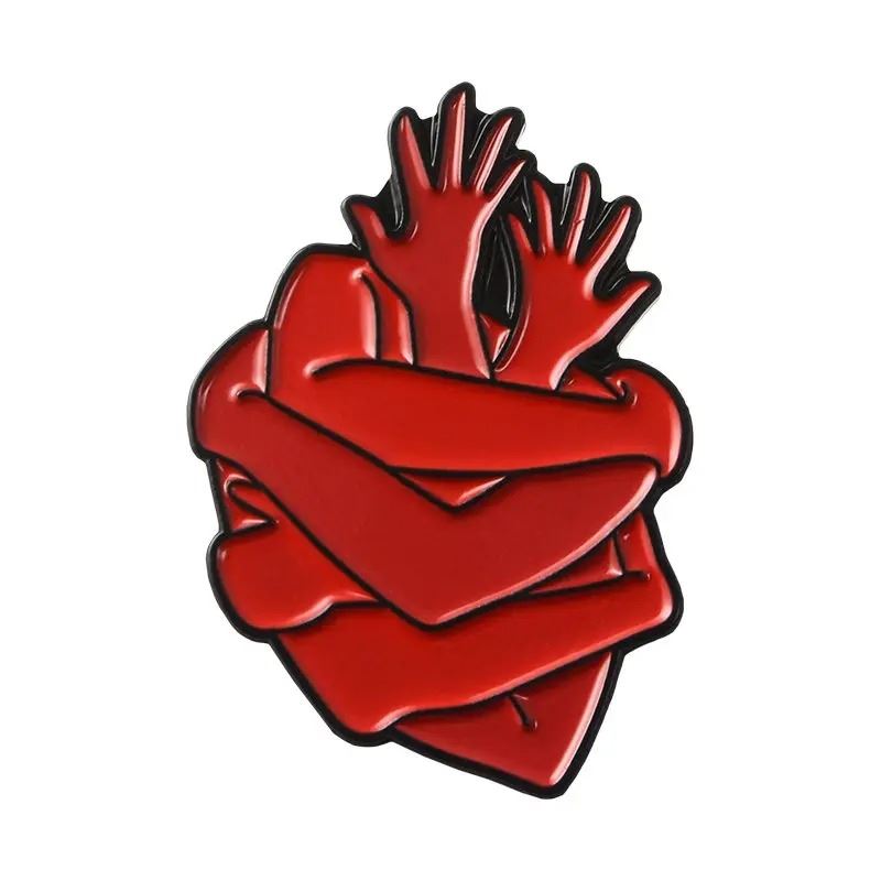 Red Arms Heart Pin - Novelty