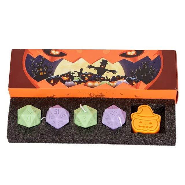 Halloween Green, Purple and Orange Candle Set