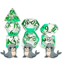 Thumbnail for 7pcs Dice Resin Filled Green Font Seal Green Clear