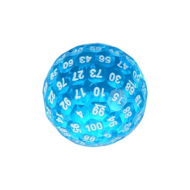 Clear & Blue Dimple Face Acrylic - D100 RPG Dice