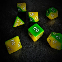 Thumbnail for Blend of Yellow & Green Acrylic - 7pcs RPG Full Dice Set Scatter