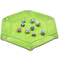 Thumbnail for Green Velvet & Blue PU Leather - Hexagon Hard Dice Tray