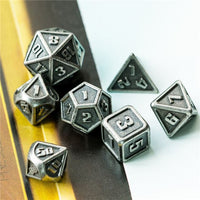 Thumbnail for 7pcs RPG Dice Set - Miniature Silver Metal