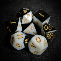 Thumbnail for Blend of Black & White Acrylic - 7pcs RPG Full Dice Set Top