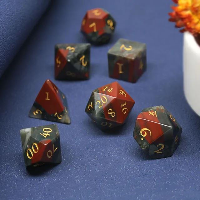 Bloodstone Gemstone - 7pcs RPG Dice Set