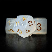 Thumbnail for White Silk Acrylic - 7pcs RPG Full Dice Set Close