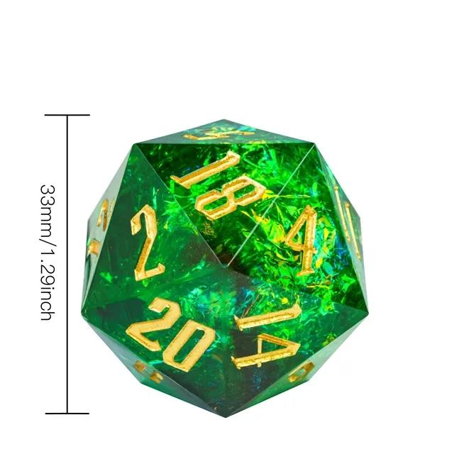 Candy in Green with White Foil Sharp Resin - D20 RPG Dice