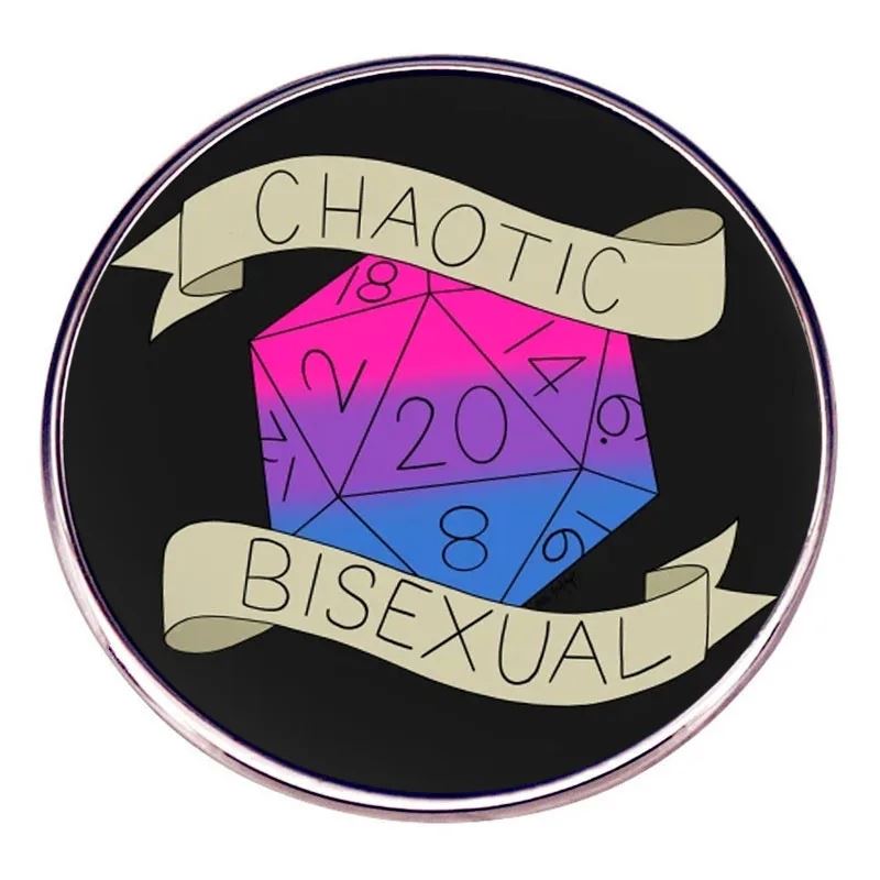 Black Chaotic Bisexual Round Pin - Novelty