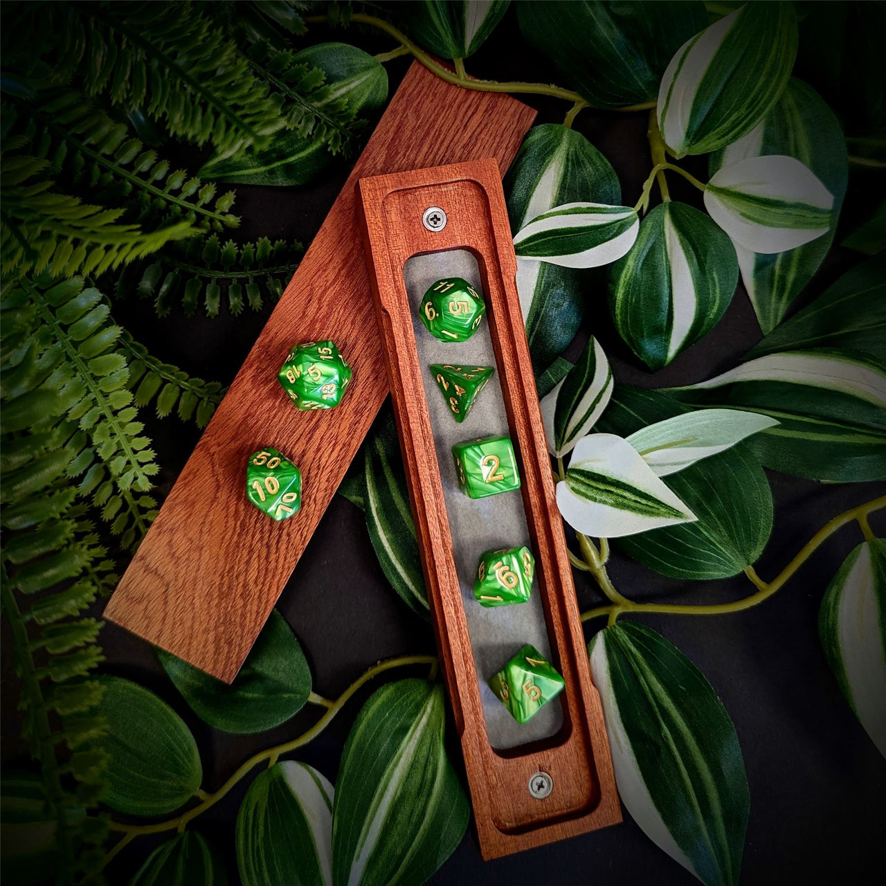 Green Silk Acrylic - 7pcs RPG Full Dice Set