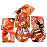 Thumbnail for Halloween Ghosts in Orange Filled Sharp Resin - 7pcs RPG Dice Set