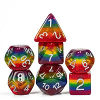 Thumbnail for 7pcs Dice Resin Layer Silver Font LGBTQ Rainbow