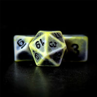 Thumbnail for Washed Yellow on White Acrylic - 7pcs RPG Full Dice Set Close