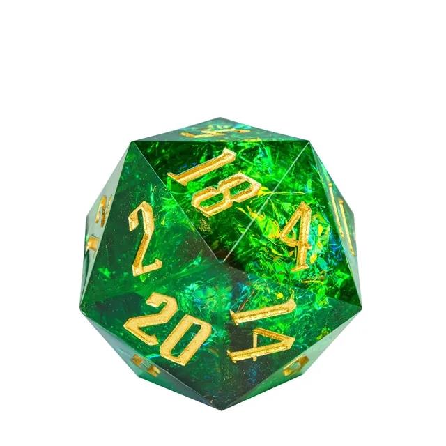 Candy in Green with White Foil Sharp Resin - D20 RPG Dice