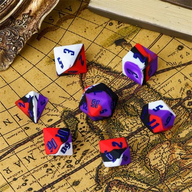 Red & white Layered Silicone - 7pcs RPG Full Dice Set