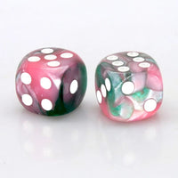 Thumbnail for 16mm Pink & Green Acrylic  - 6pcs D6 RPG Dice Set