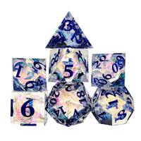 Thumbnail for 7pcs Dice Sharp Candy Blue Font Blue Clear