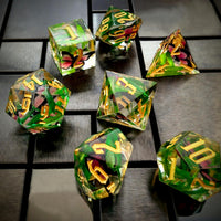 Thumbnail for Pink Butterfly in Clear Filled Sharp Resin - 7pcs RPG Dice Set