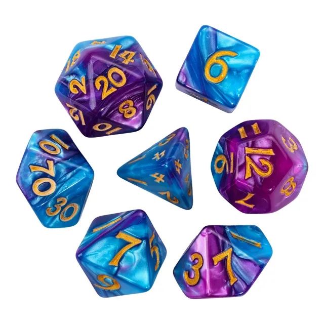 Blend of Purple & Purple Acrylic - 7pcs RPG Mini Dice Set